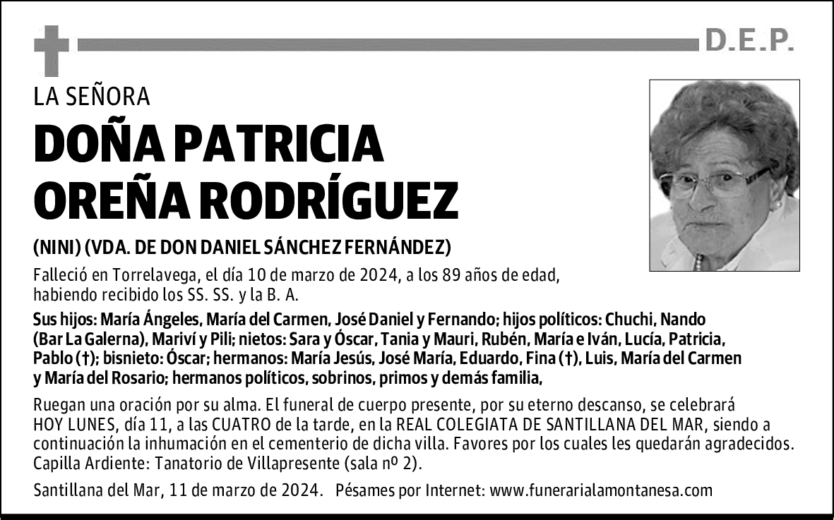DOÑA PATRICIA OREÑA RODRÍGUEZ