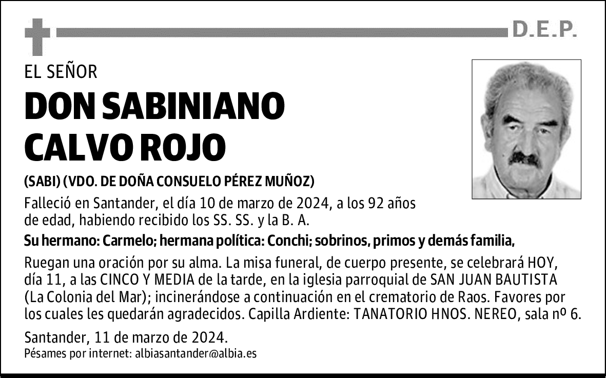 DON SABINIANO CALVO ROJO