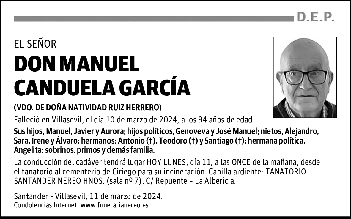 DON MANUEL CANDUELA GARCÍA