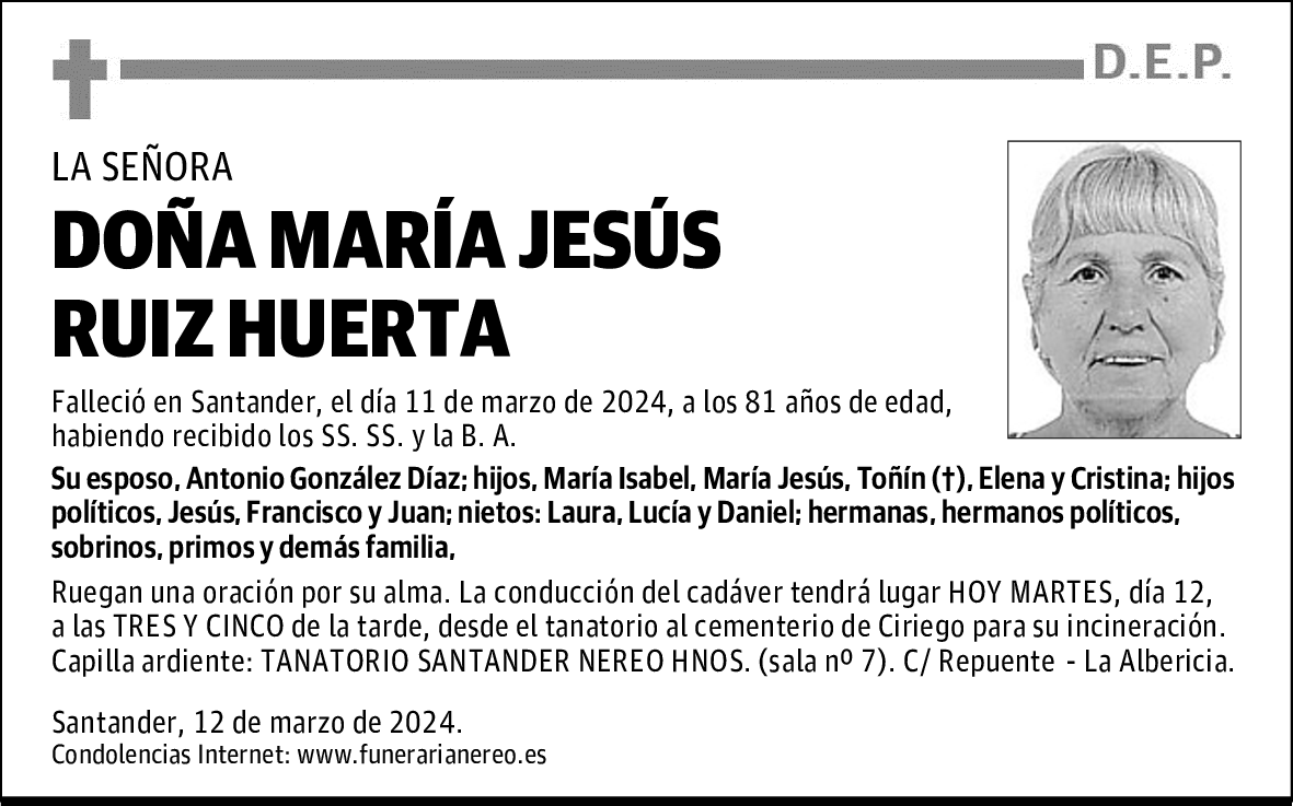 DOÑA MARÍA JESÚS RUIZ HUERTA