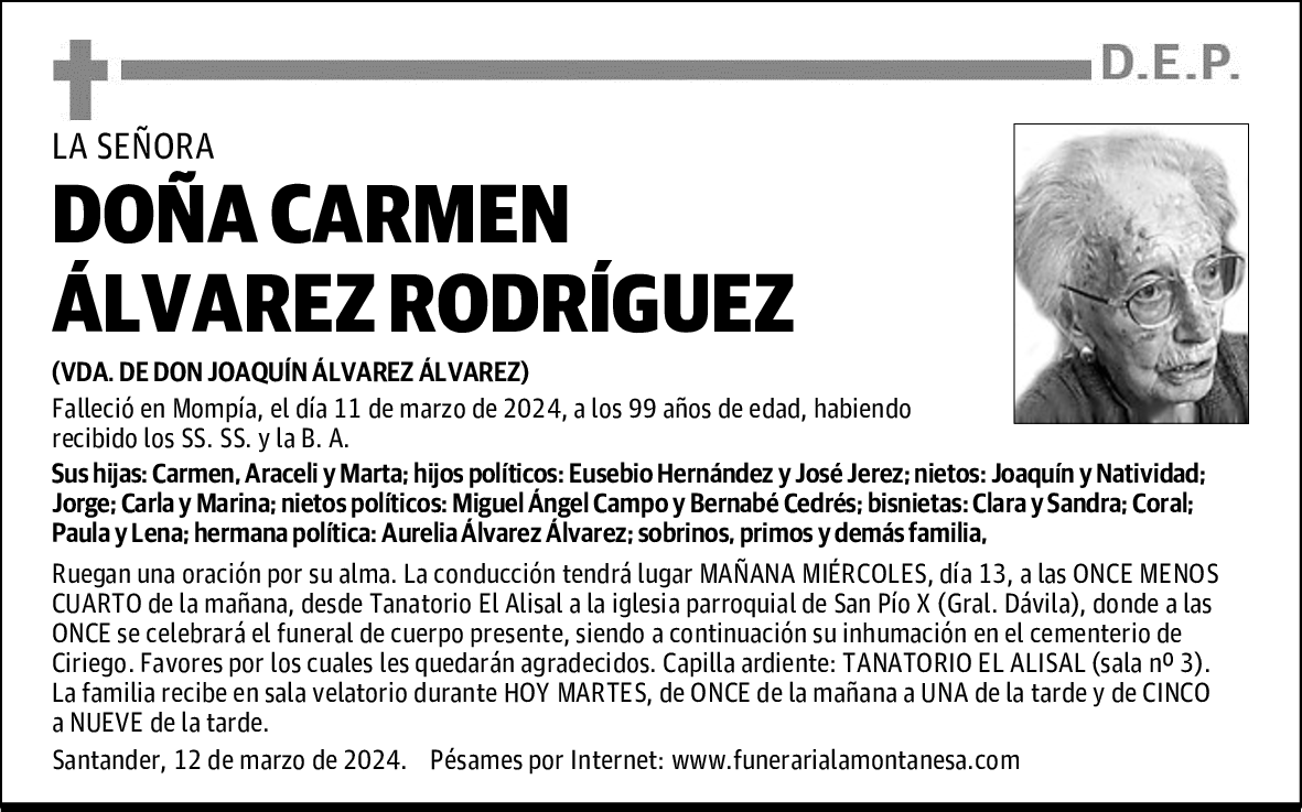 DOÑA CARMEN ÁLVAREZ RODRÍGUEZ