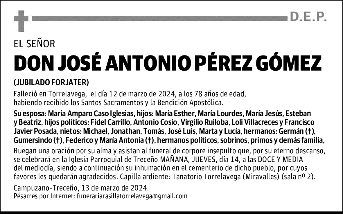 DON JOSÉ ANTONIO PÉREZ GÓMEZ