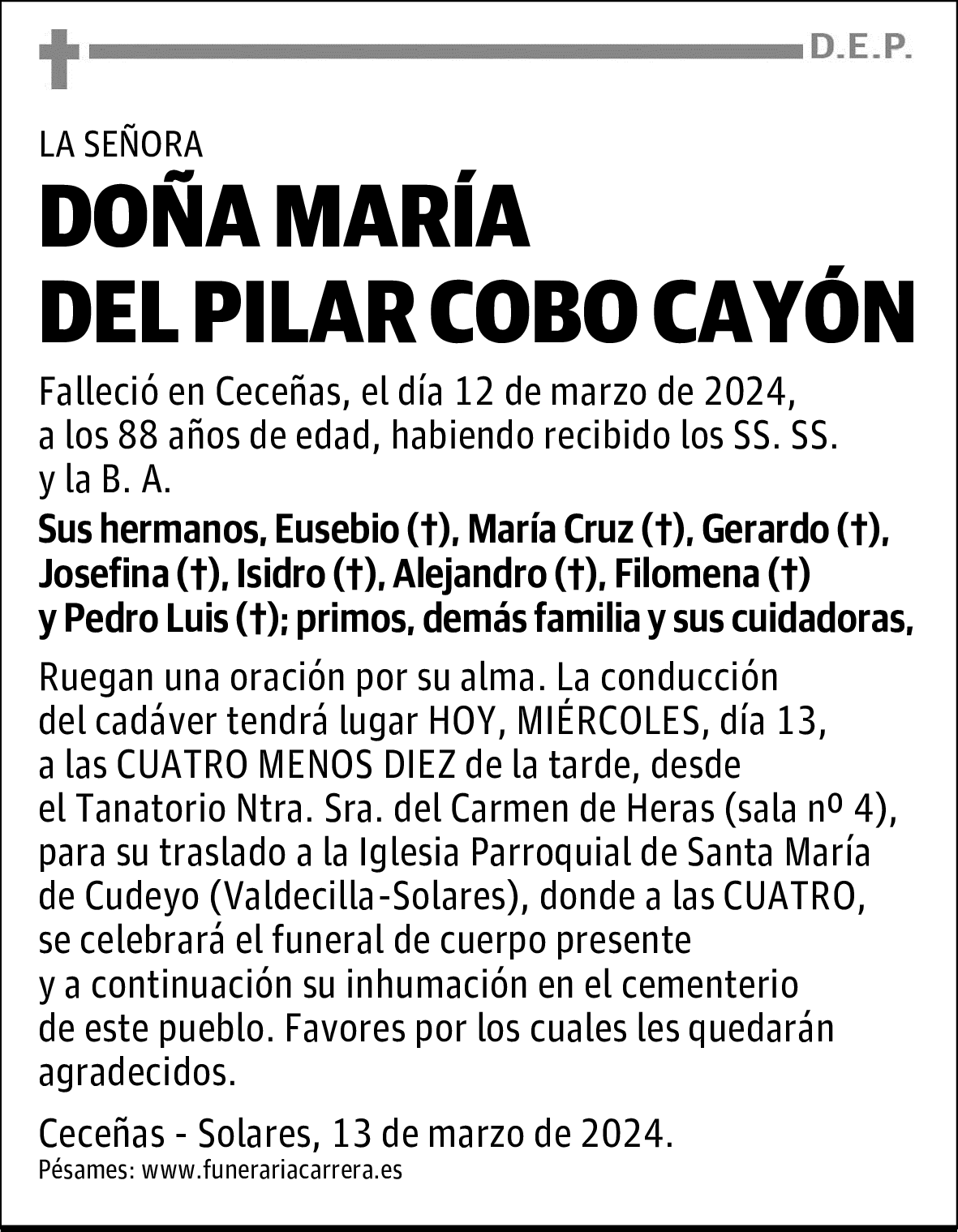 DOÑA MARÍA DEL PILAR COBO CAYÓN