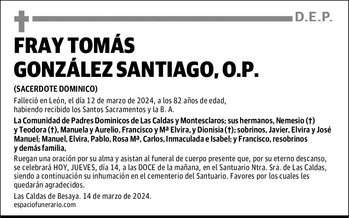 FRAY TOMÁS GONZÁLEZ SANTIAGO