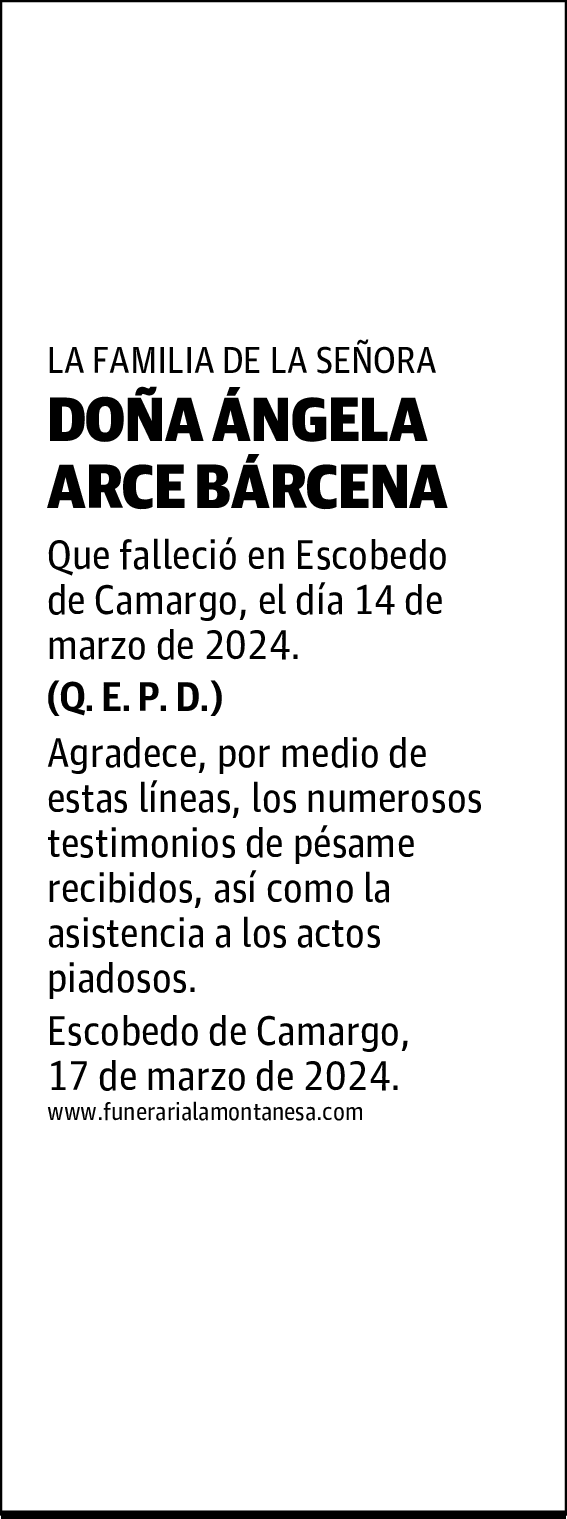 DOÑA ÁNGELA ARCE BÁRCENA