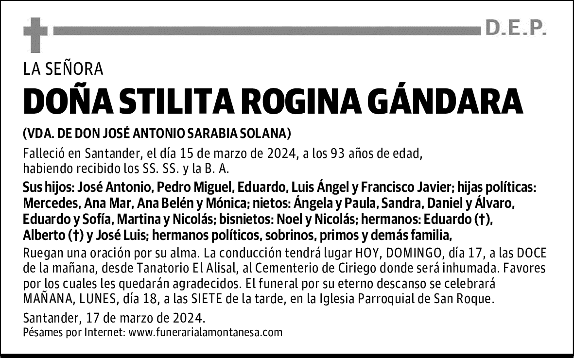 DOÑA STILITA ROGINA GÁNDARA