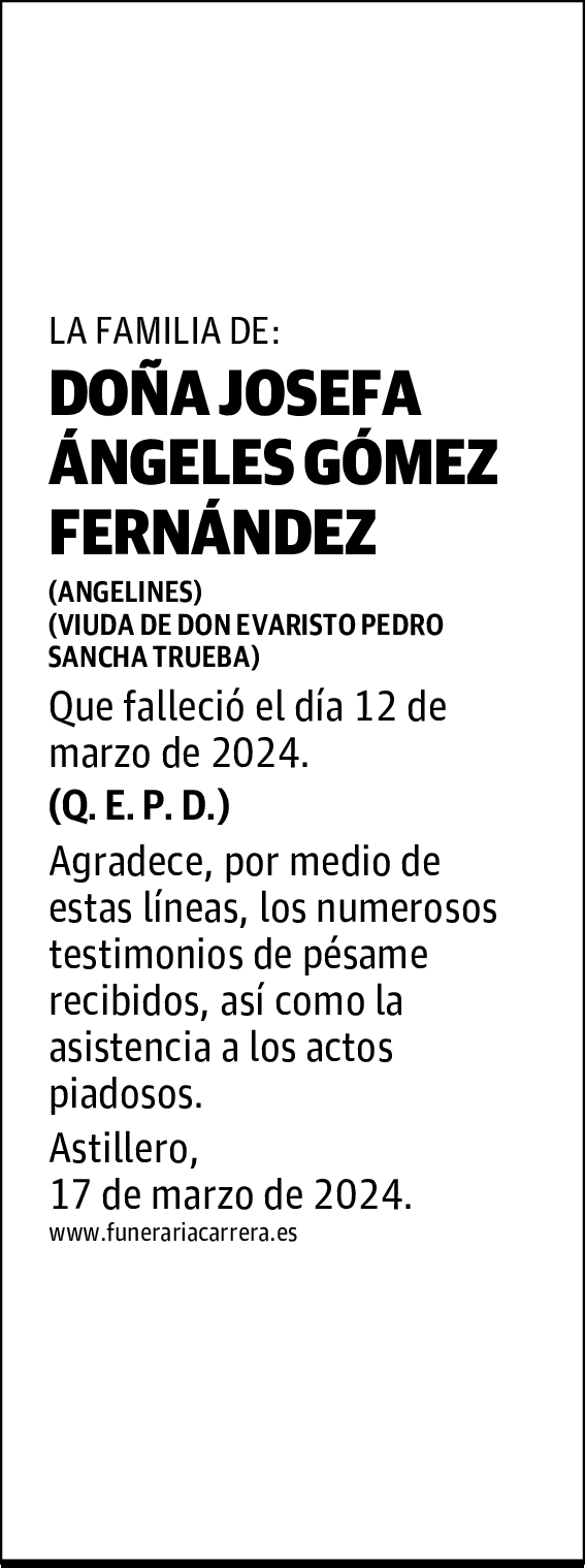 DOÑA JOSEFA ÁNGELES GÓMEZ FERNÁNDEZ