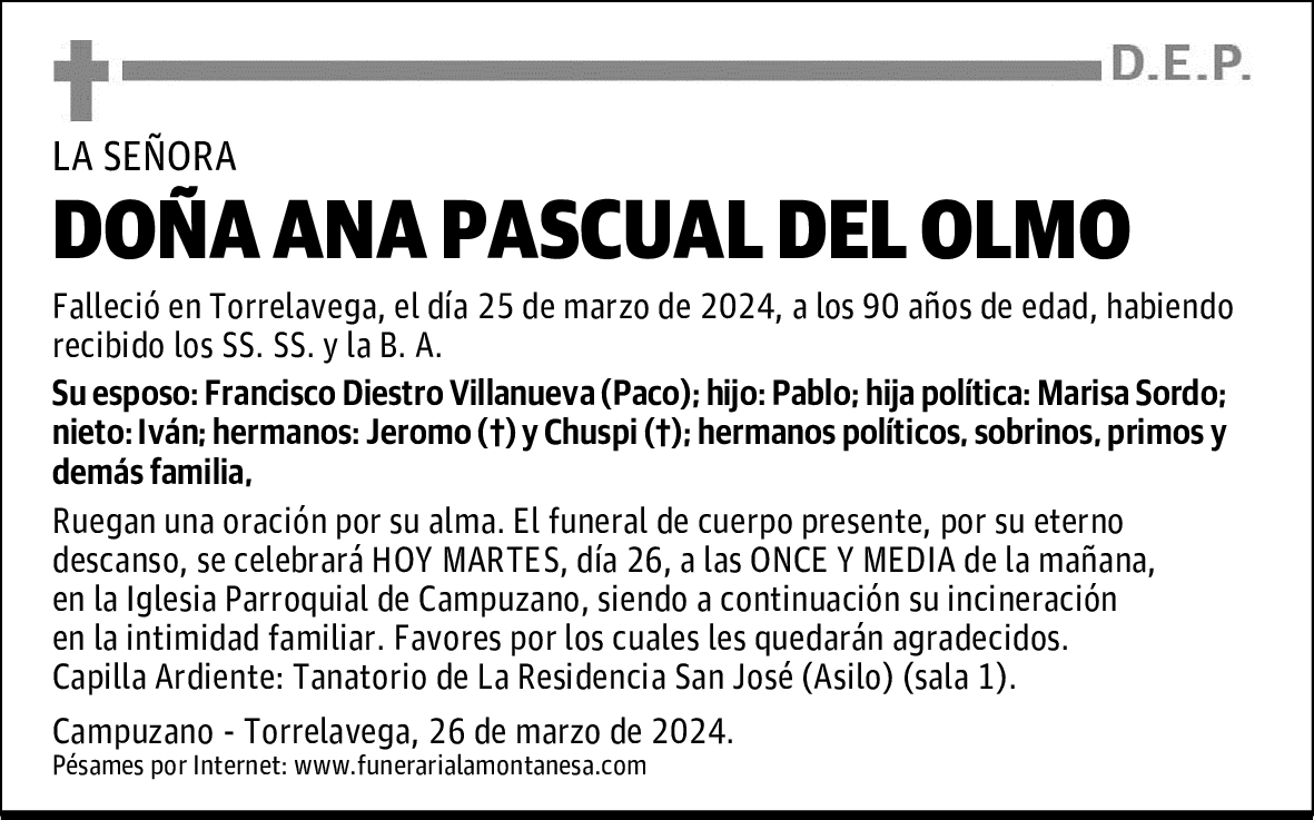 DOÑA ANA PASCUAL DEL OLMO