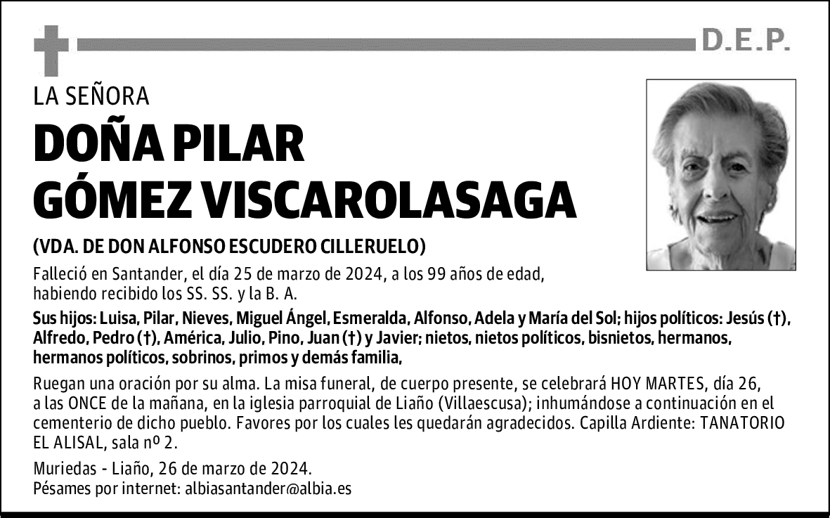 DOÑA PILAR GÓMEZ VISCAROLASAGA