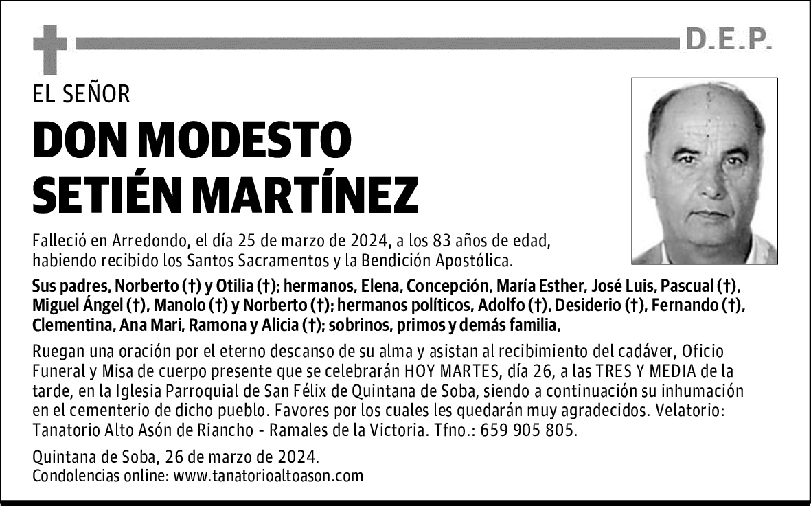 DON MODESTO SETIÉN MARTÍNEZ