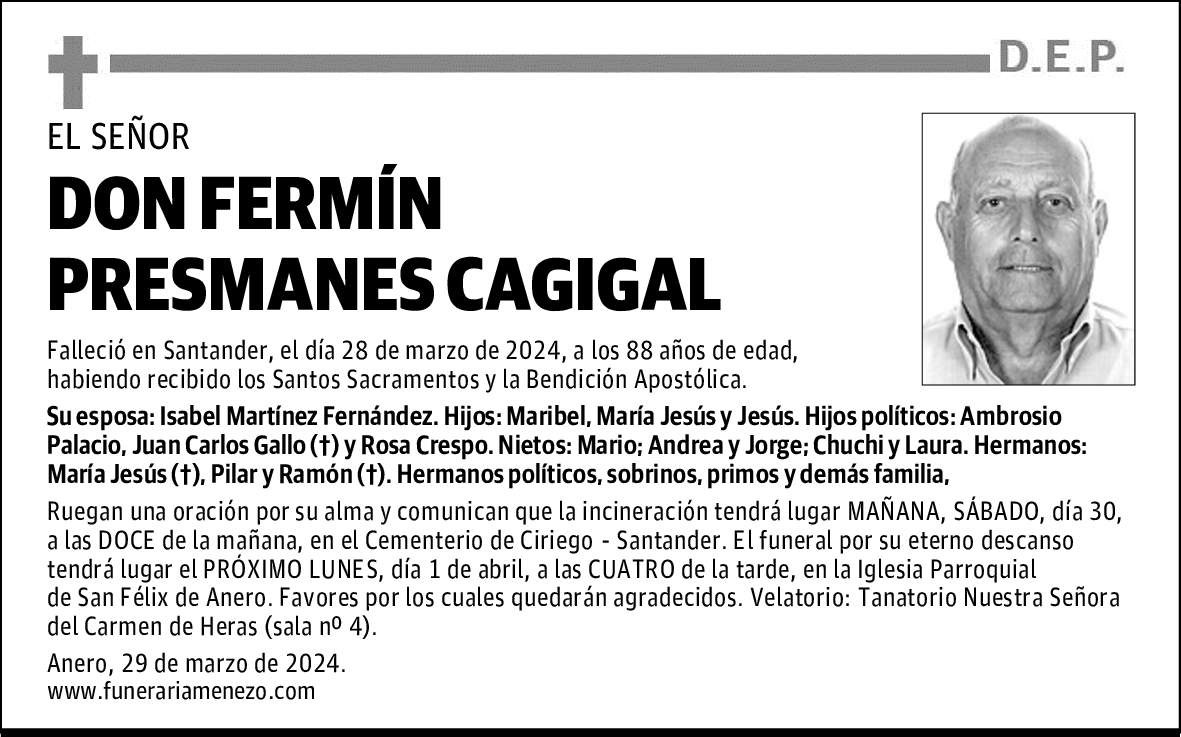 DON FERMÍN PRESMANES CAGIGAL