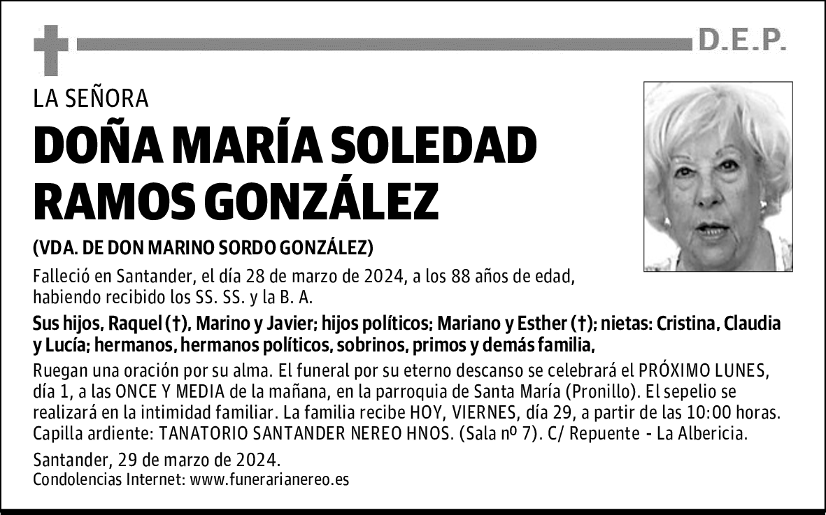 DOÑA MARÍA SOLEDAD RAMOS GONZÁLEZ