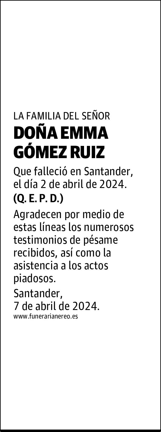 DOÑA EMMA GÓMEZ RUIZ