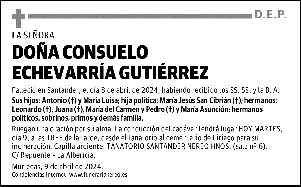 DOÑA CONSUELO ECHEVARRÍA GUTIÉRREZ