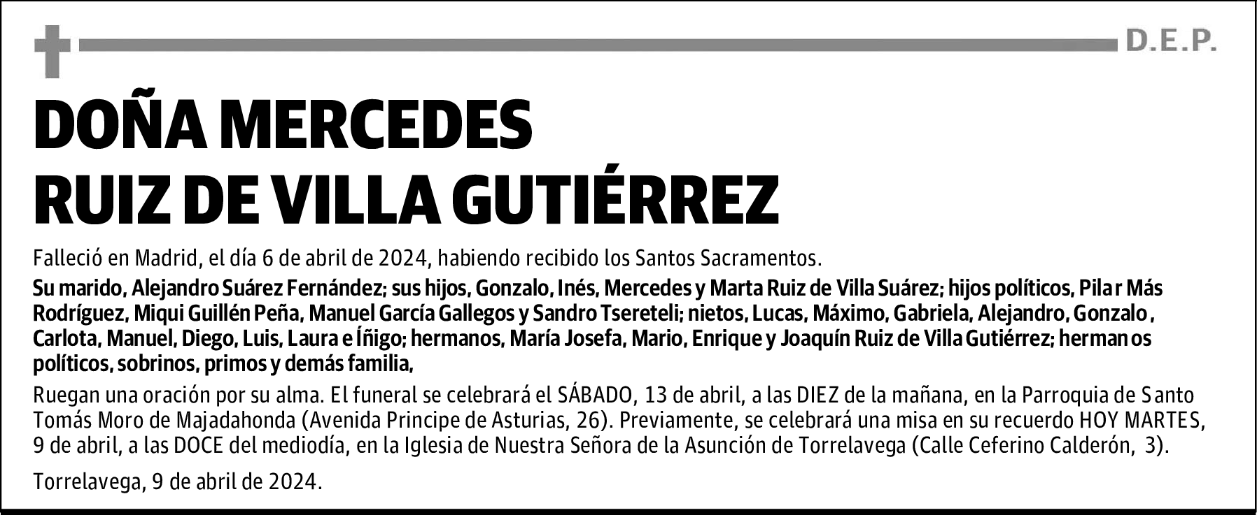 DOÑA MERCEDES RUIZ DE VILLA GUTIÉRREZ
