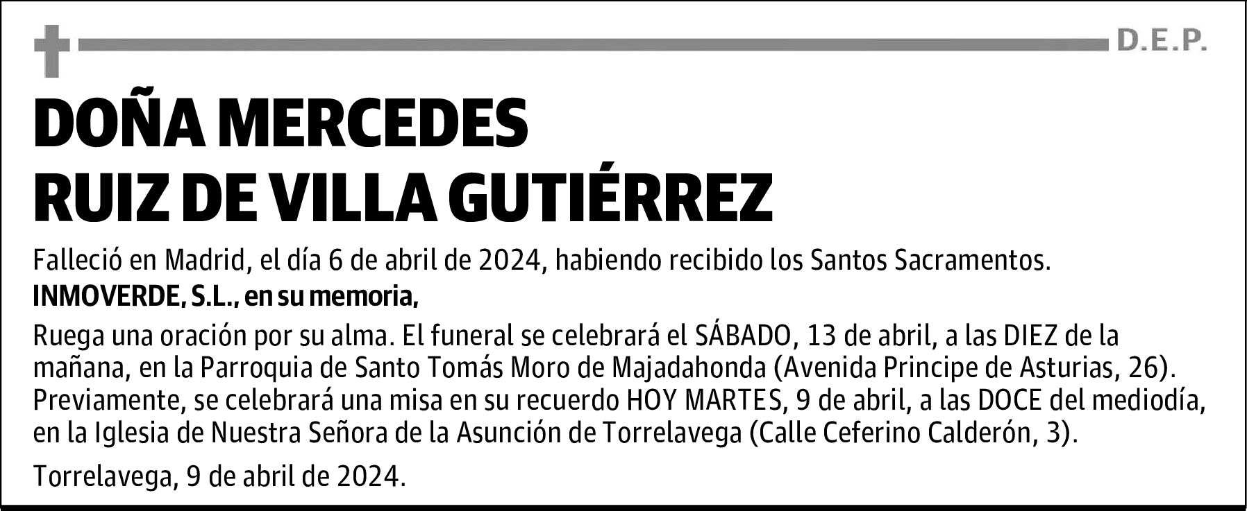 DOÑA MERCEDES RUIZ DE VILLA GUTIÉRREZ