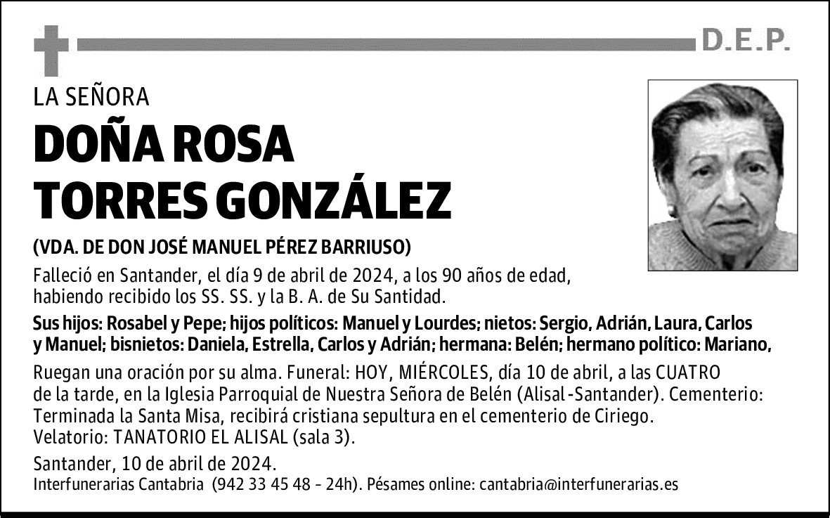 DOÑA ROSA TORRES GONZÁLEZ