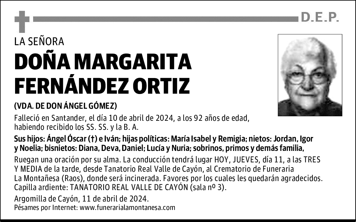 DOÑA MARGARITA FERNÁNDEZ ORTIZ