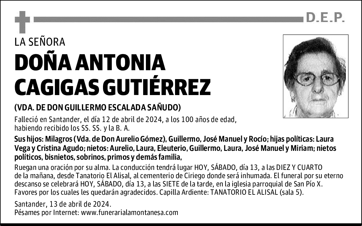 DOÑA ANTONIA CAGIGAS GUTIÉRREZ