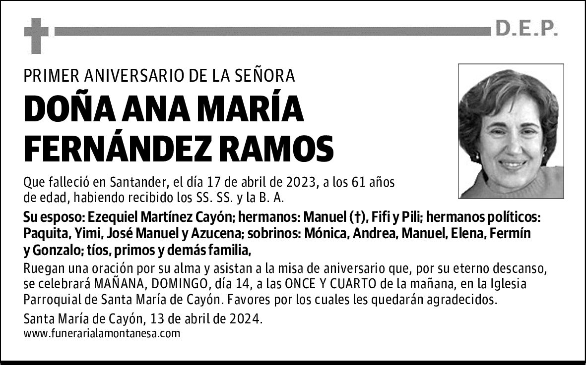DOÑA ANA MARÍA FERNÁNDEZ RAMOS