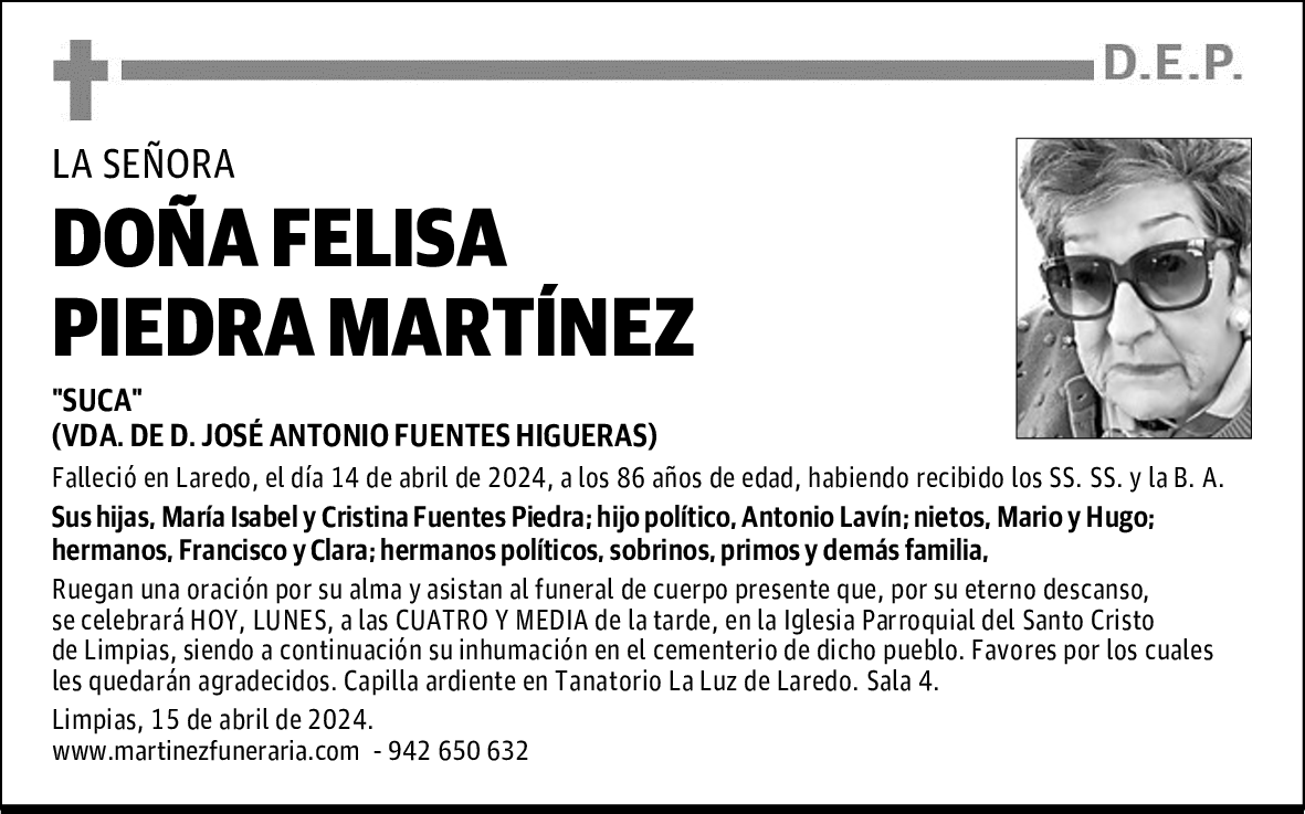 DOÑA FELISA PIEDRA MARTÍNEZ