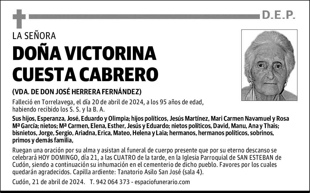 DOÑA VICTORINA CUESTA CABRERO