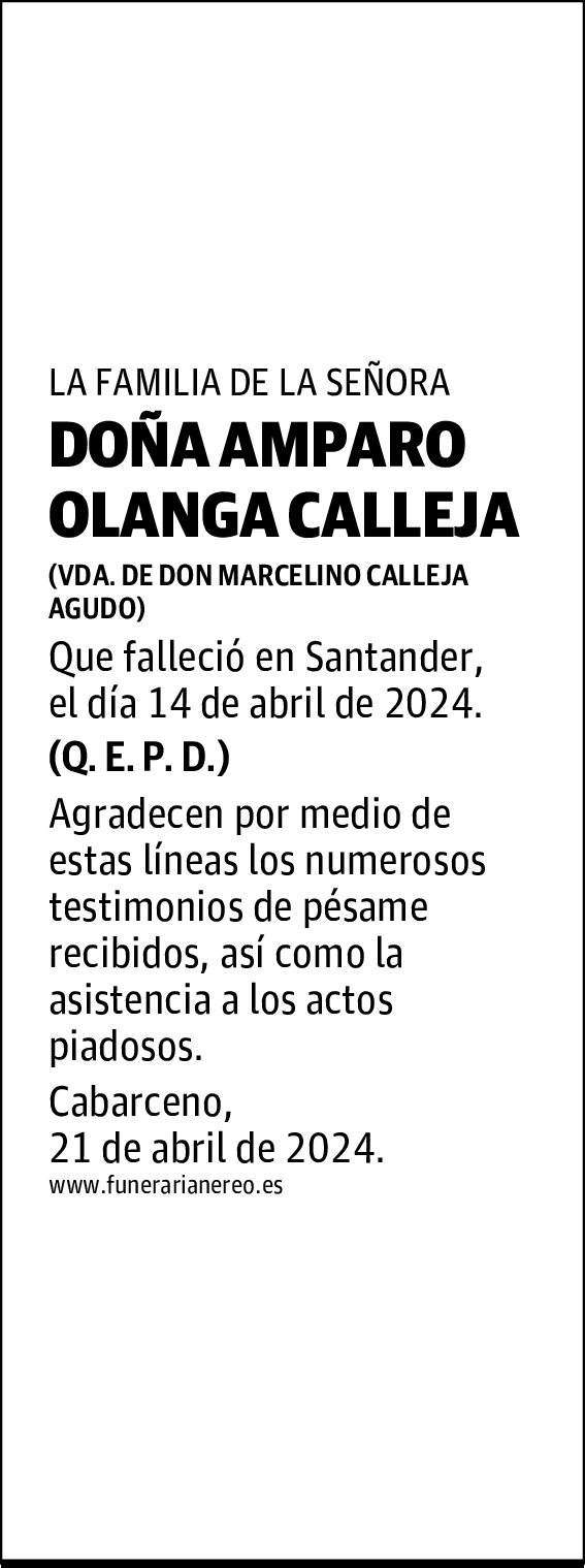 DOÑA AMPARO OLANGA CALLEJA