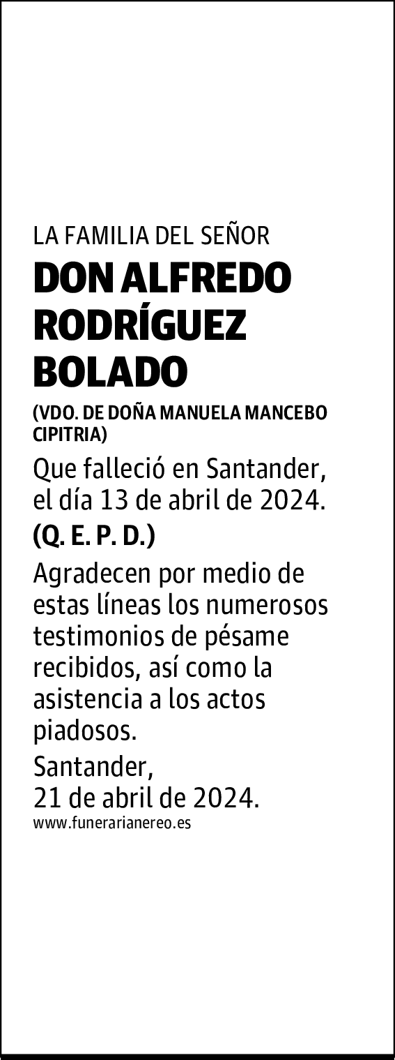 DON ALFREDO RODRIGUEZ BOLADO