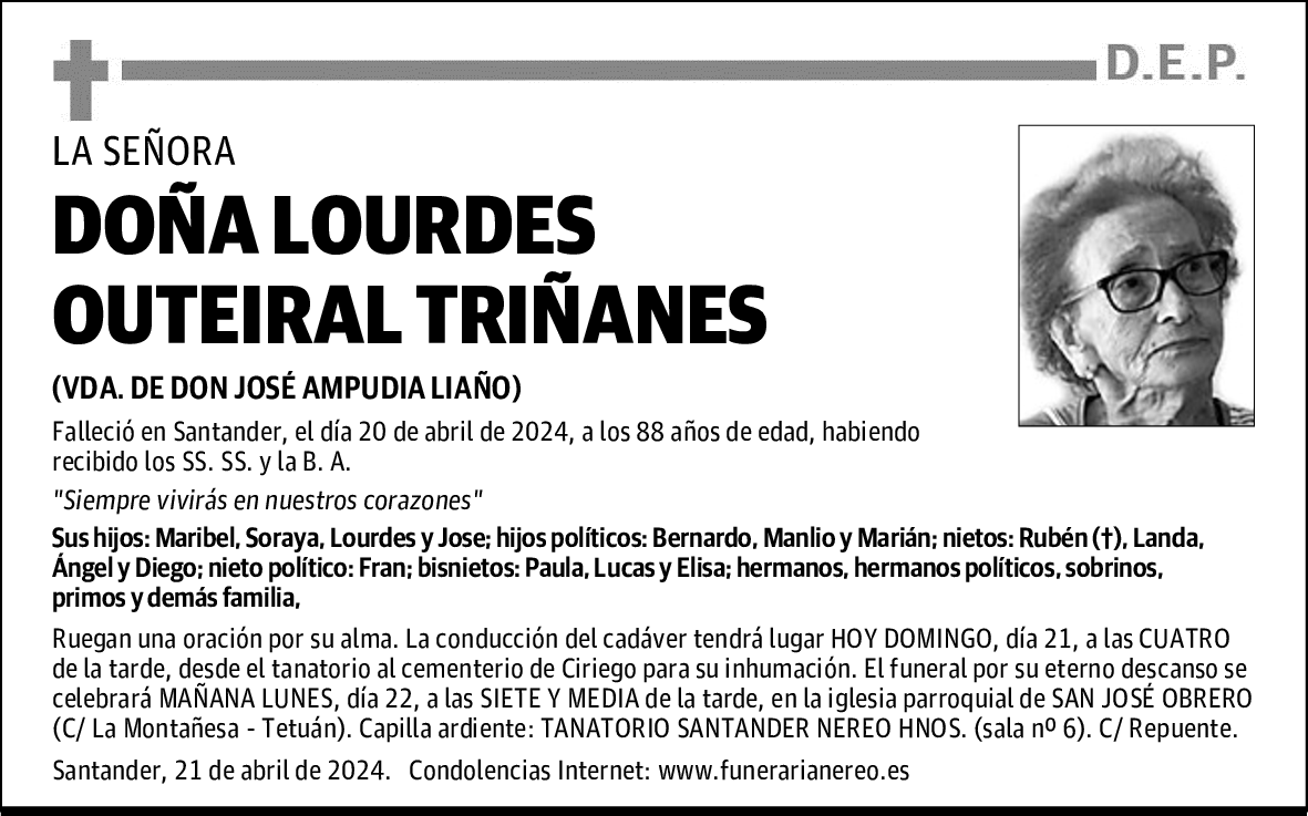 DOÑA LOURDES OUTEIRAL TRIÑANES