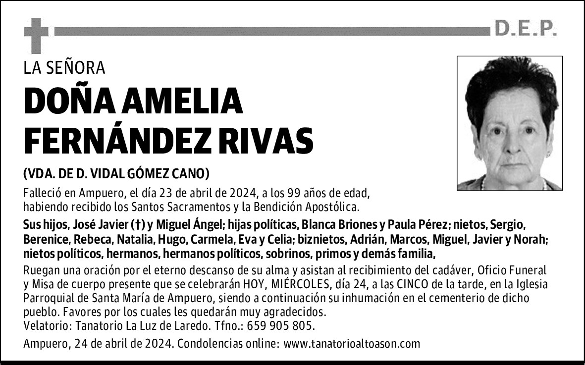 DOÑA AMELIA FERNÁNDEZ RIVAS