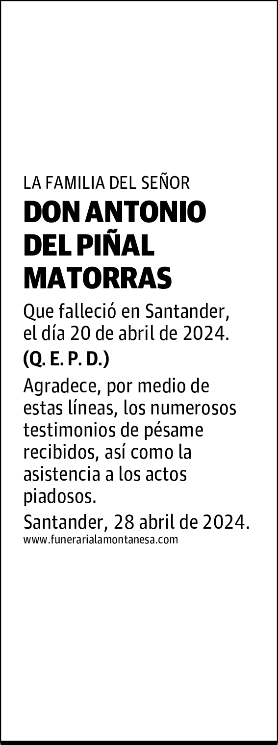 DON ANTONIO DEL PIÑAL MATORRAS