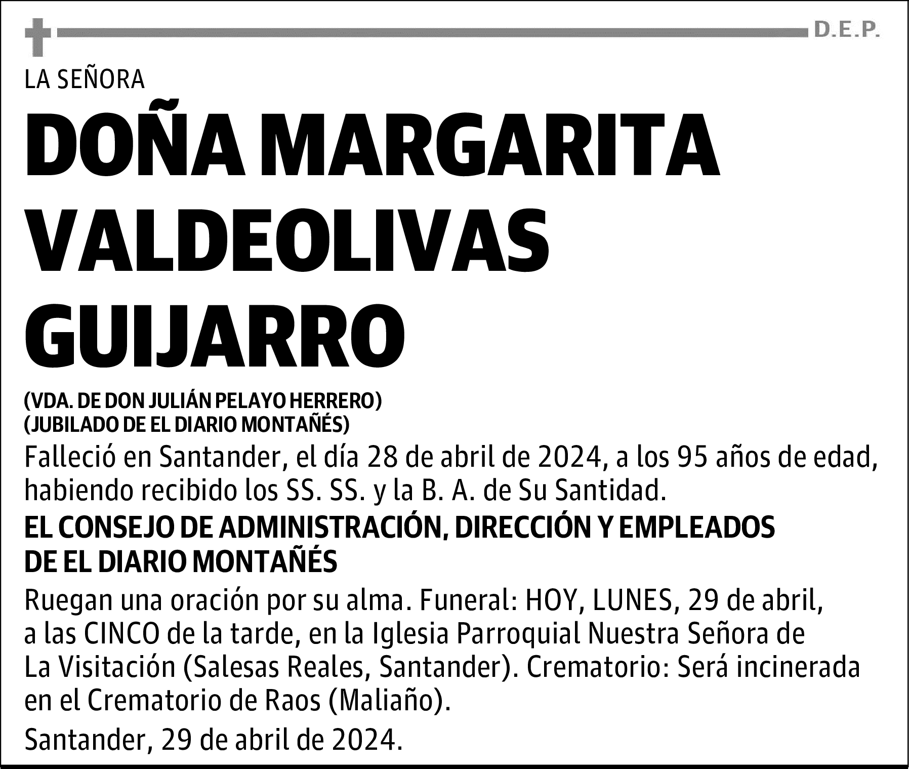DOÑA MARGARITA VALDEOLIVAS GUIJARRO
