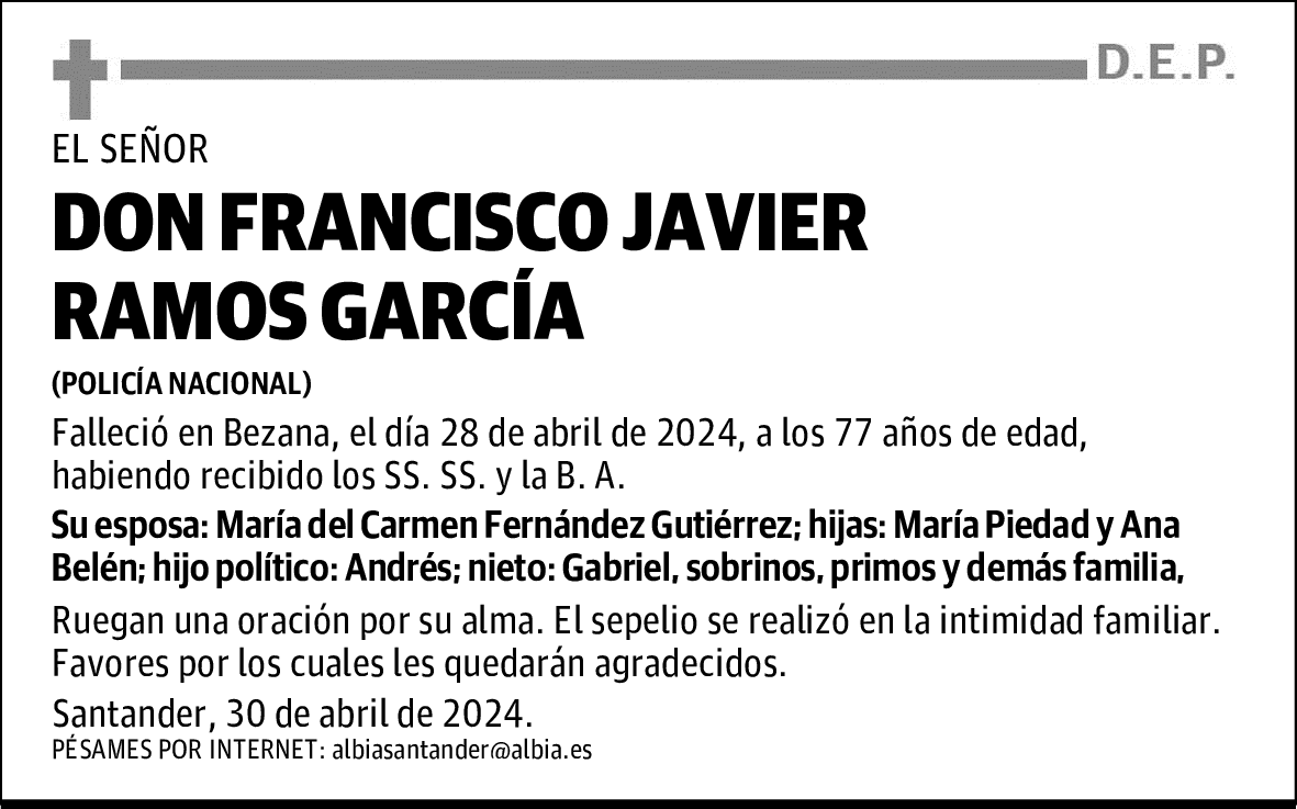 DON FRANCISCO JAVIER RAMOS GARCÍA