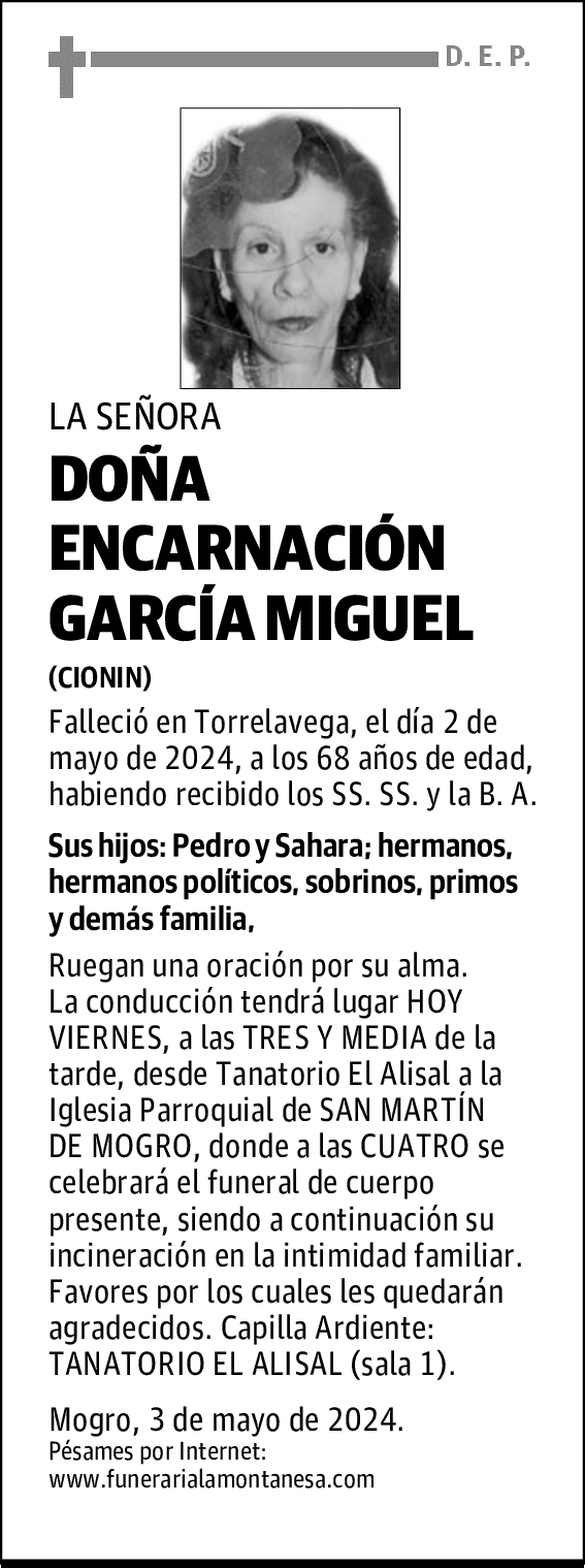 DOÑA ENCARNACIÓN GARCÍA MIGUEL