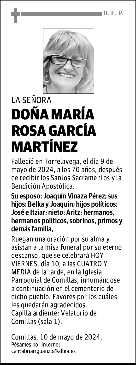 DOÑA MARÍA ROSA GARCÍA MARTÍNEZ