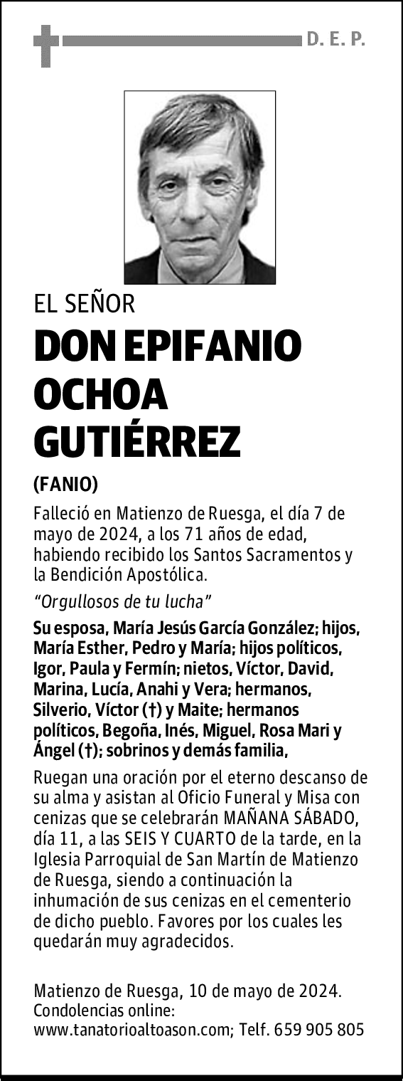 DON EPIFANIO OCHOA GUTIÉRREZ
