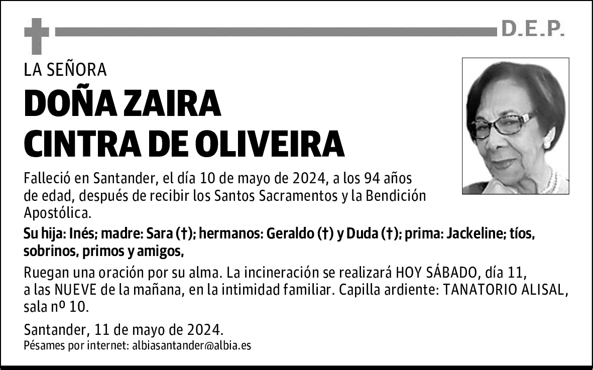 DOÑA ZAIRA CINTRA DE OLIVEIRA