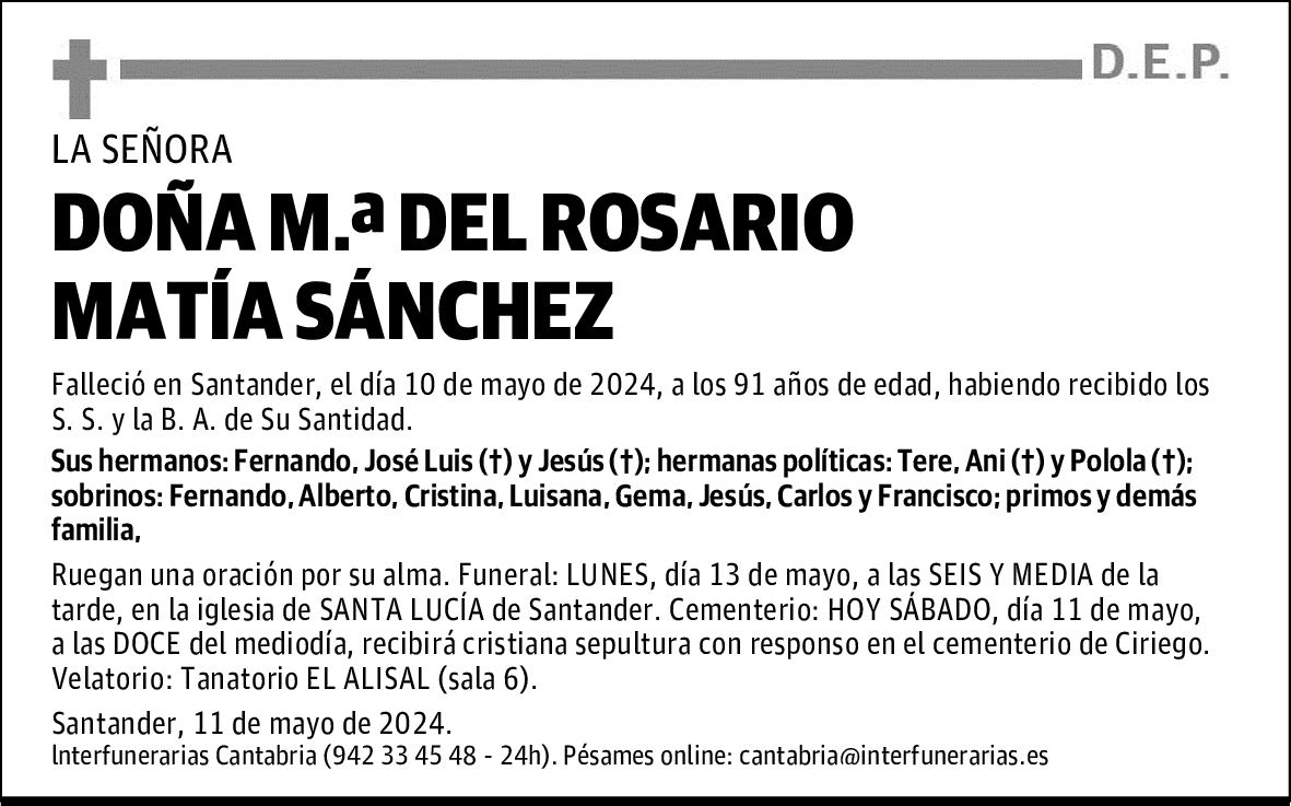 DOÑA M.ª DEL ROSARIO MATÍA SÁNCHEZ