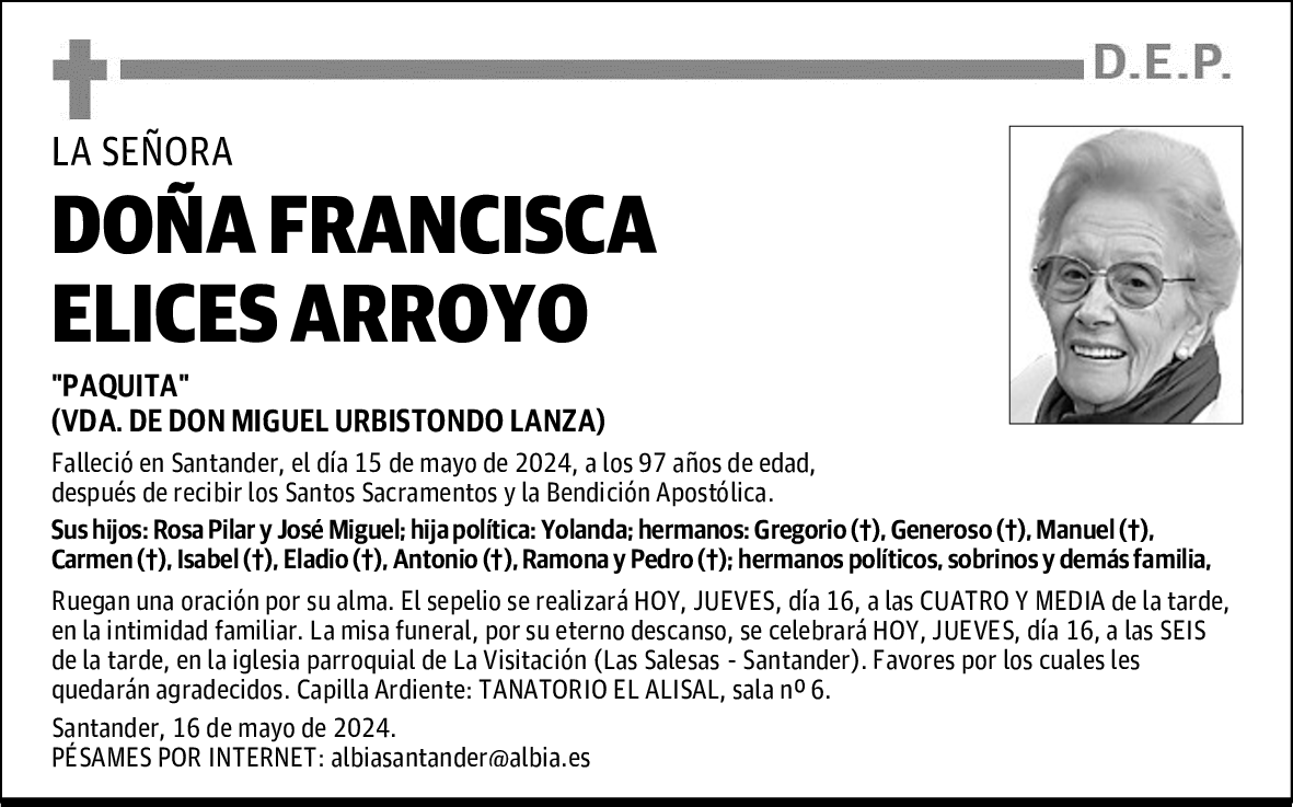 DOÑA FRANCISCA ELICES ARROYO