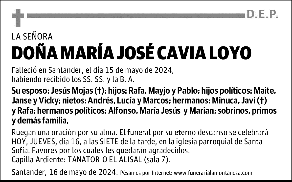 DOÑA MARÍA JOSE CAVIA LOYO