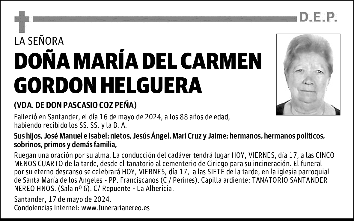 DOÑA MARÍA DEL CARMEN GORDON HELGUERA