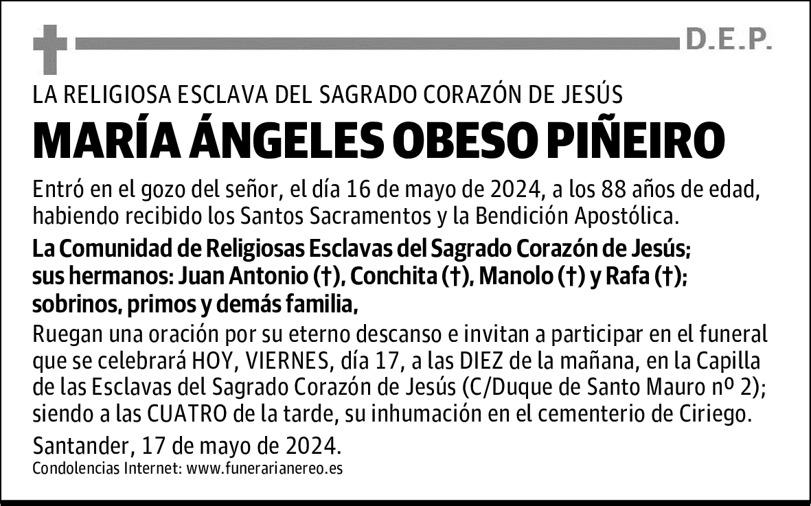 MARÍA ÁNGELES OBESO PIÑEIRO