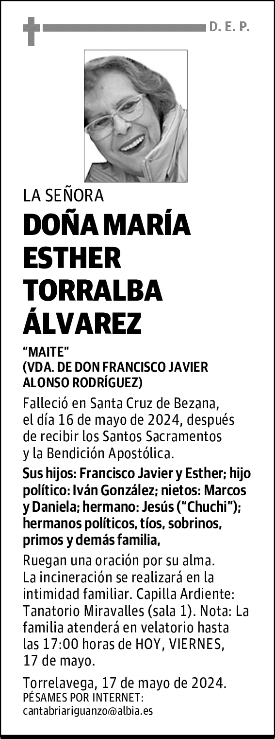 DOÑA MARÍA ESTHER TORRALBA ÁLVAREZ