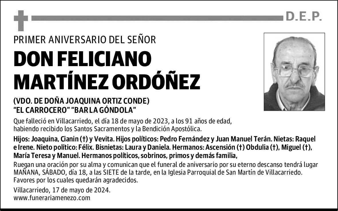 DON FELICIANO MARTÍNEZ ORDÓÑEZ