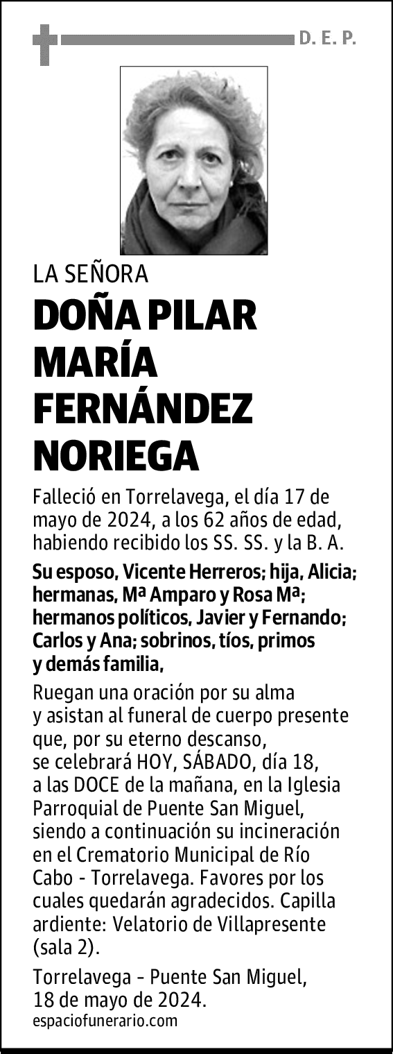 DOÑA PILAR MARÍA FERNÁNDEZ NORIEGA