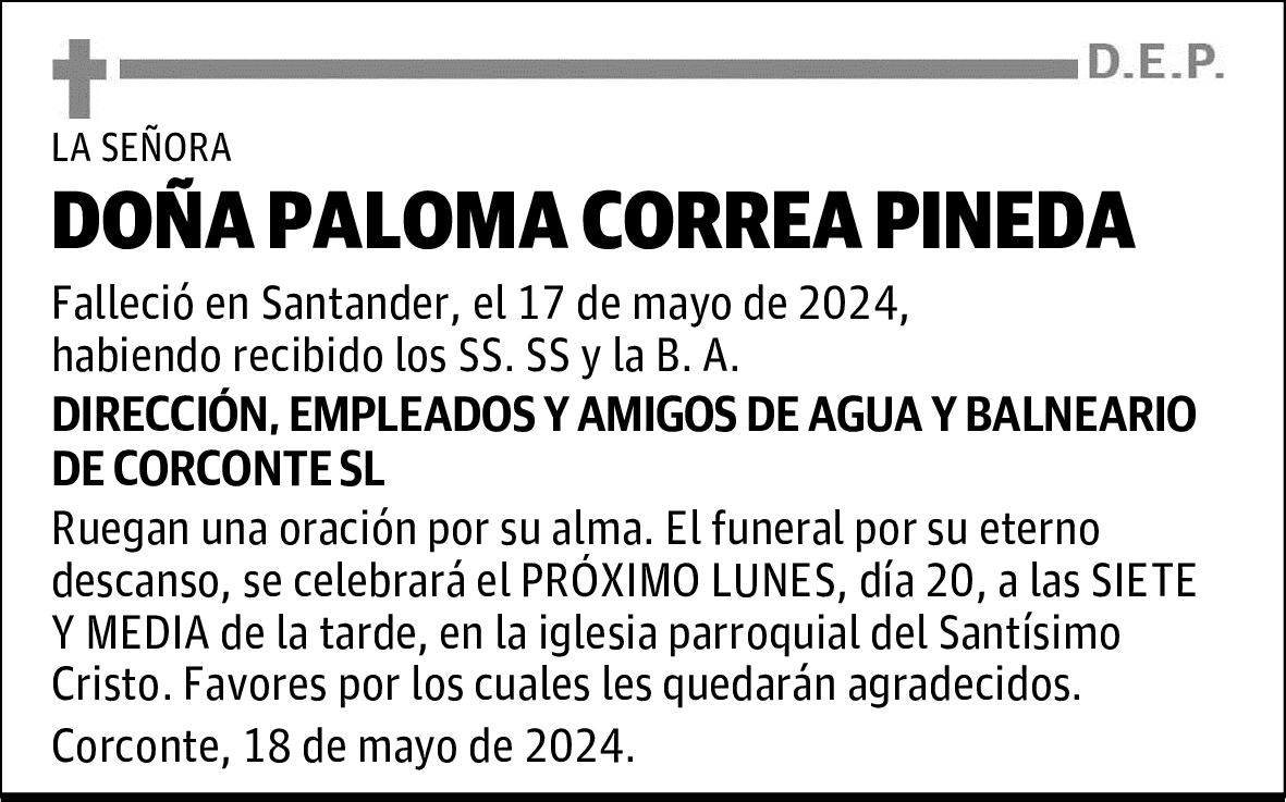 DOÑA PALOMA CORREA PINEDA