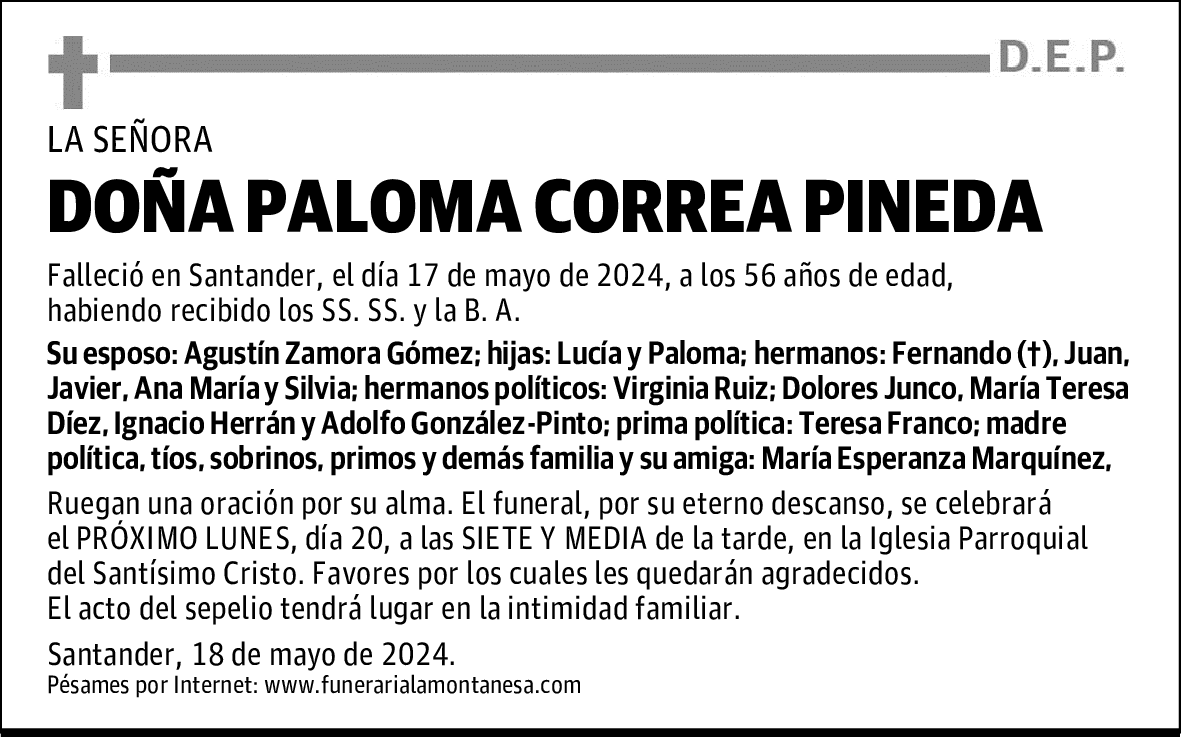 DOÑA PALOMA CORREA PINEDA