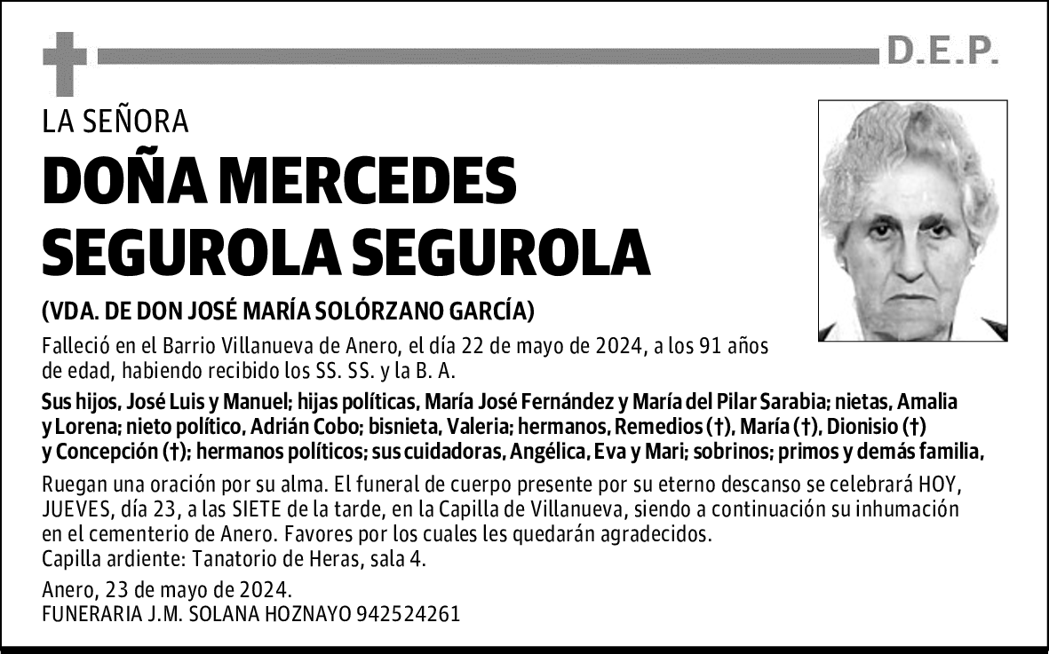 DOÑA MERCEDES SEGUROLA SEGUROLA
