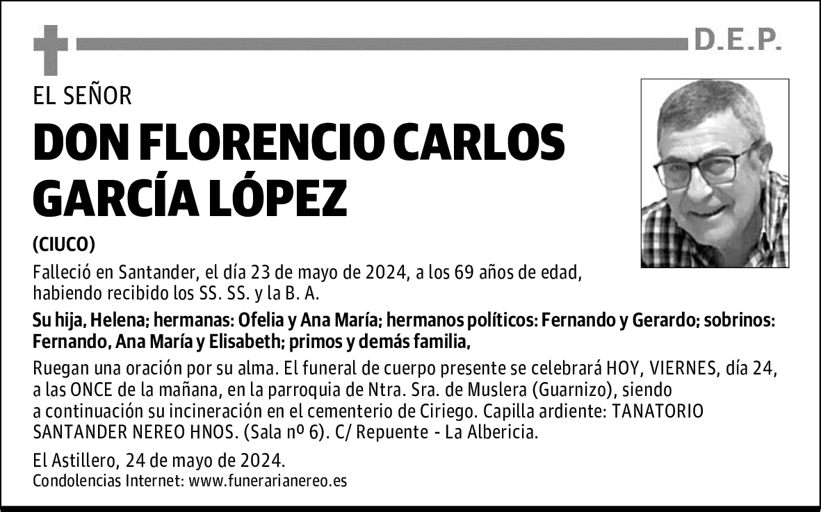 DON FLORENCIO CARLOS GARCÍA LÓPEZ