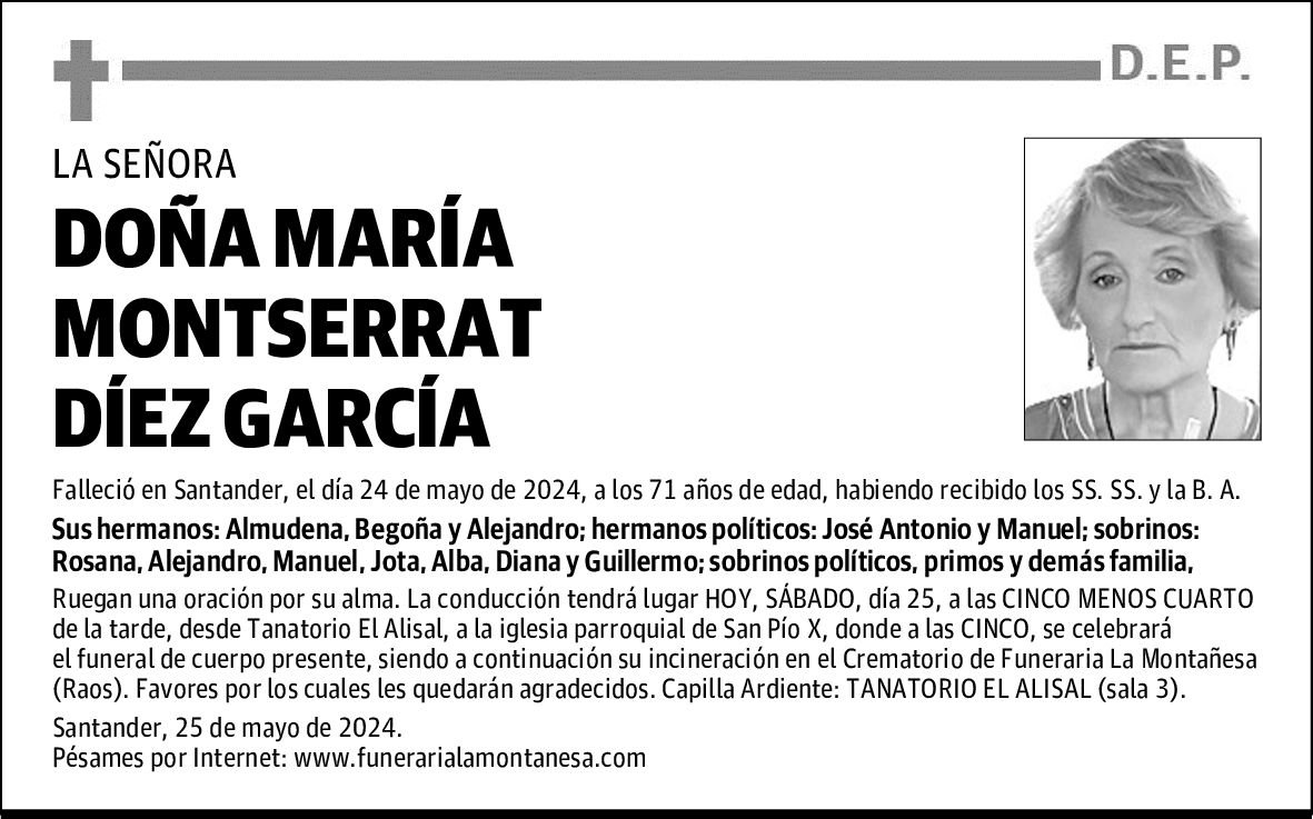 DOÑA MARÍA MONTSERRAT DÍEZ GARCÍA